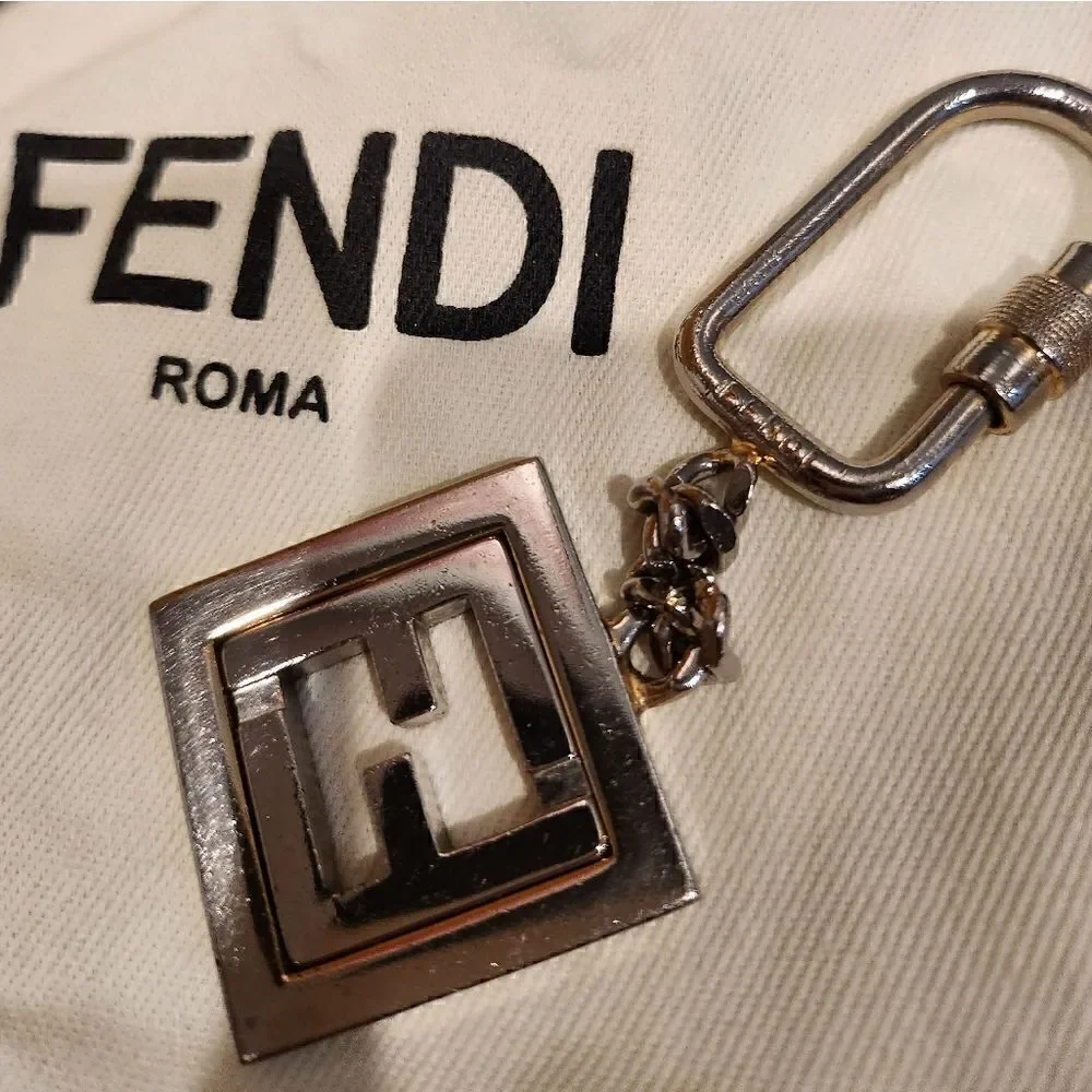 Authentic Fendi Silver Rare Key Fob